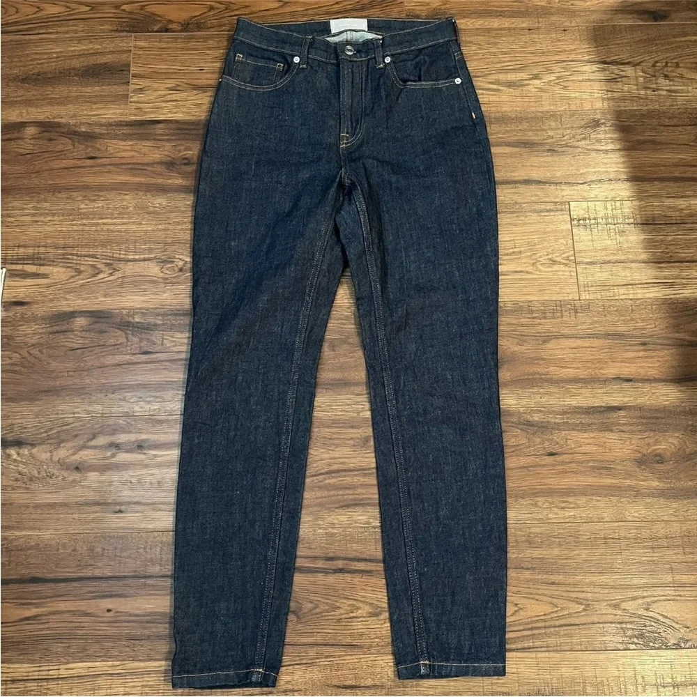 Everlane Womens High Rise Rigid Denim Jean RN 139393 Skinny Sz 28 Dark Wash - Picture 2 of 9